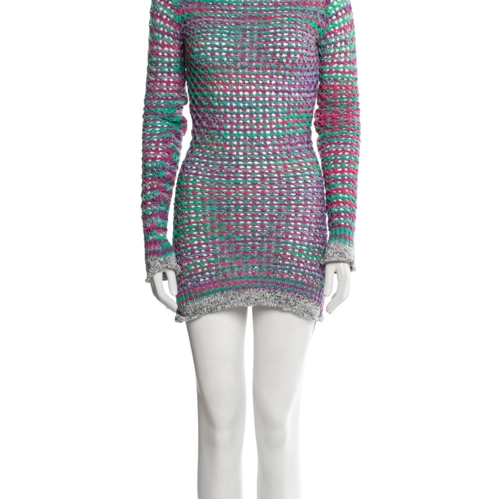 The Attico Pink and Green Bodycon Long Sleeve Dress